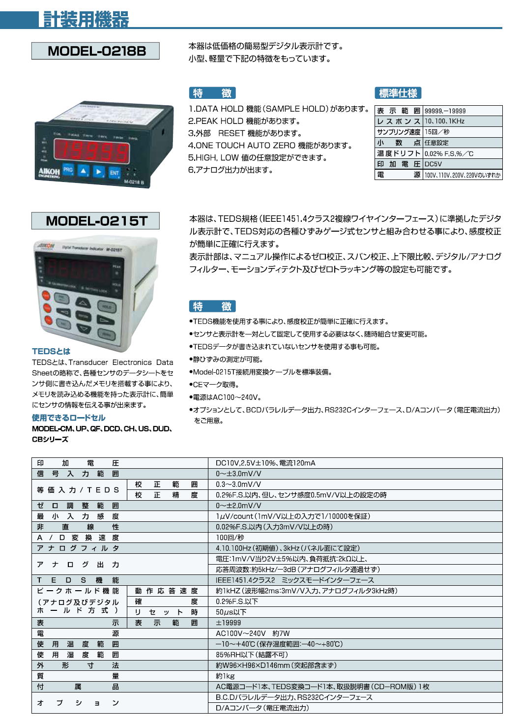 AIKOH ENGINEERRING　アイコーエンジニアリング　計装用器機　MODEL-0218 / MODEL-0215T