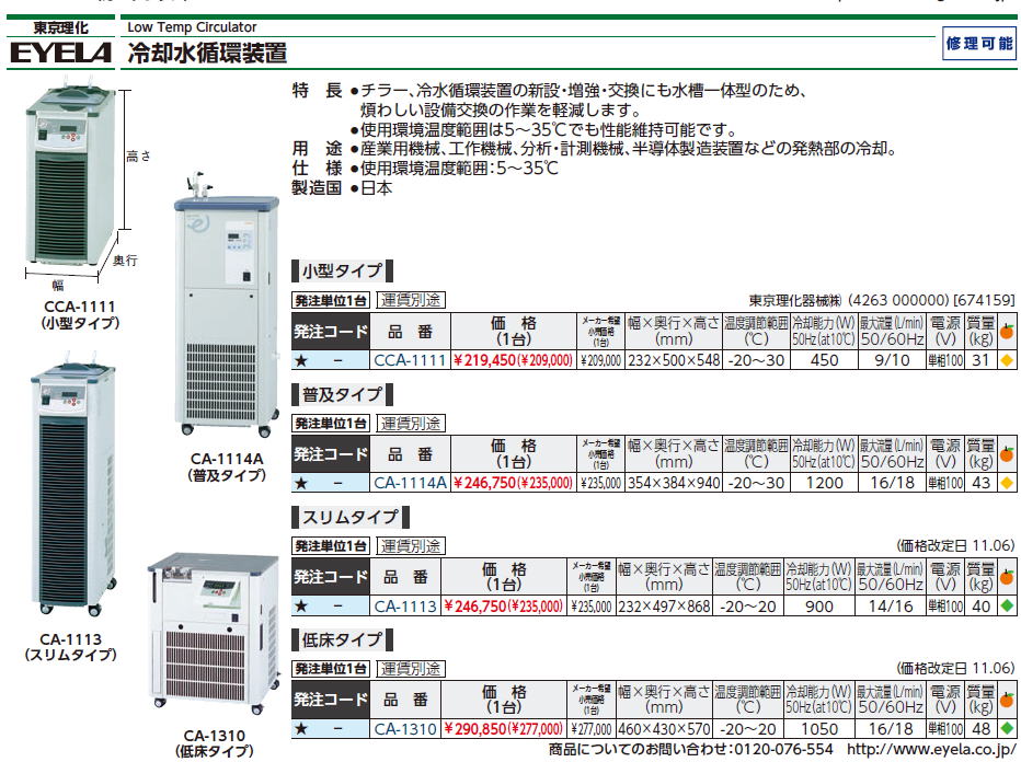 (運賃見積り)(直送品)東京理化 クールエース 冷却水循環装置(チラー) CA-1116A CA-1116A - 2