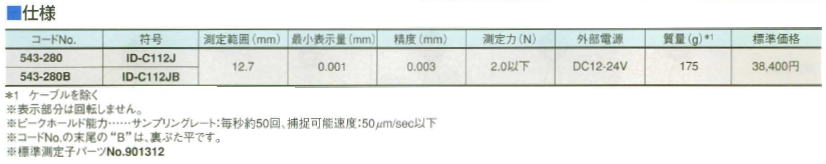 ミツトヨ　543シリーズ　シグナルABSデジマチックインジケータ　ID-C112J　543-280