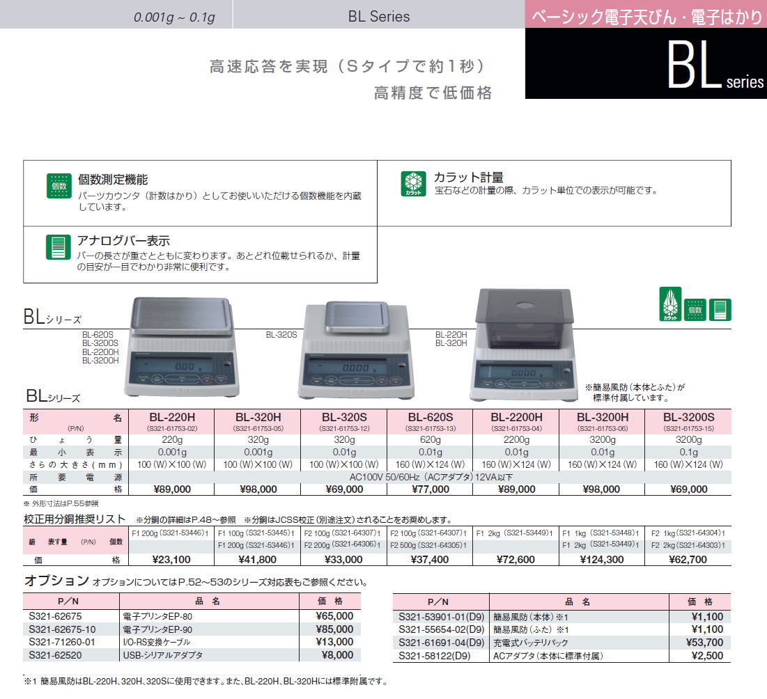 島津製作所　ベーシック電子天びん・電子はかり BL series