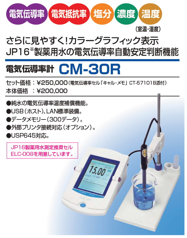 東亜ディケーケー株式会社 電気伝導率計 CM-30R
