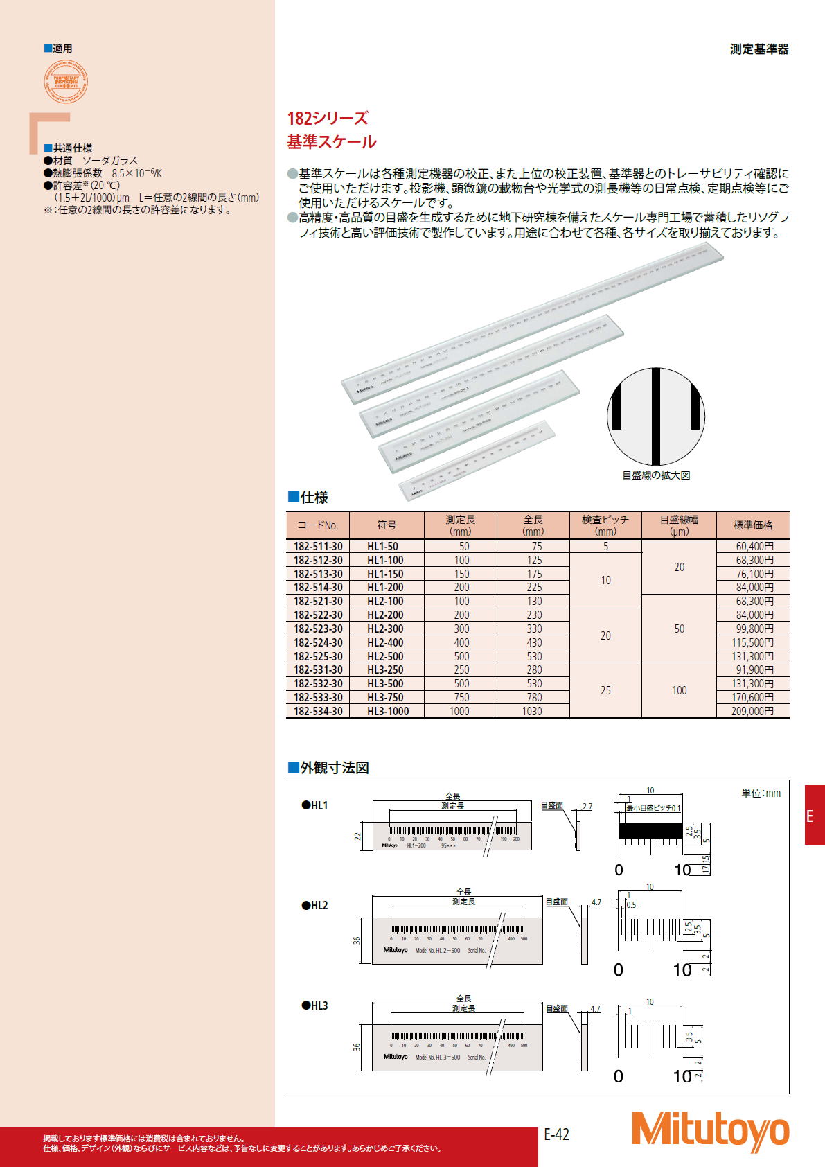 ミツトヨ　Mitutoyo　182シリーズ 基準スケール