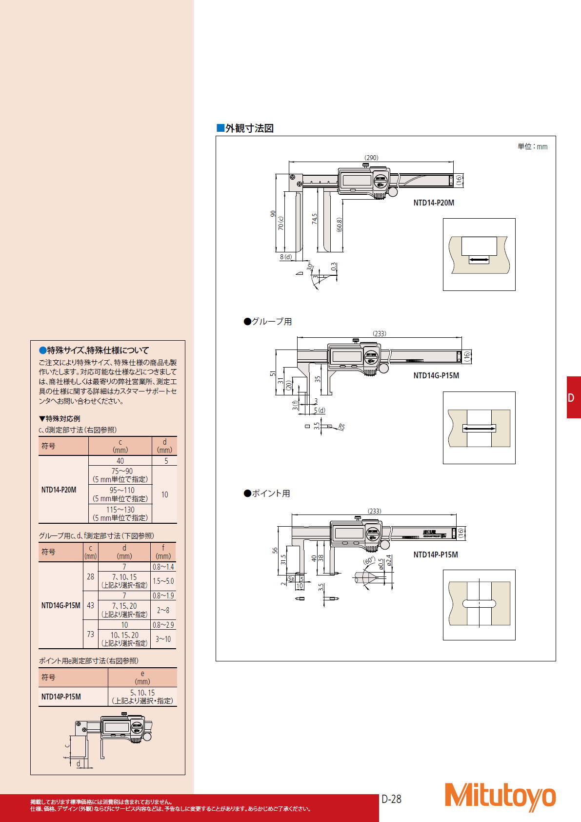 ミツトヨ　Mitutoyo　573シリーズ インサイドノギス　NTD14/14G/14P