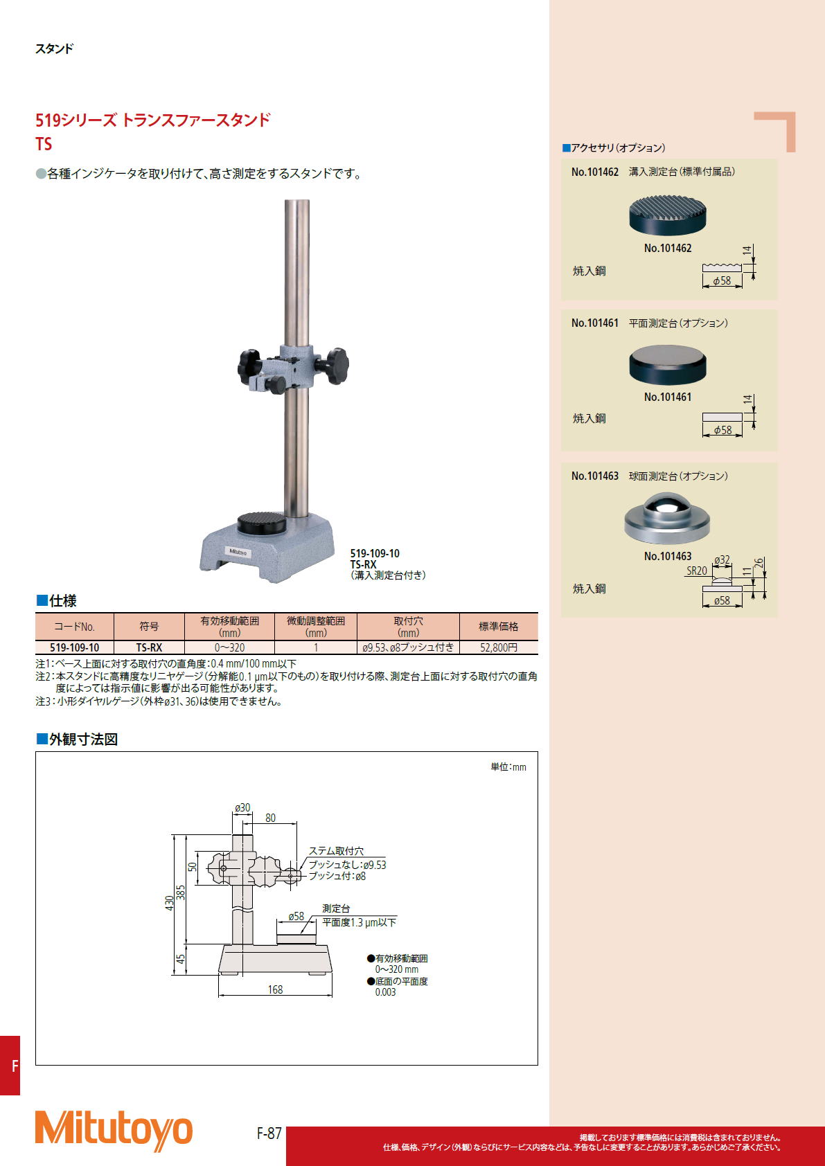 ミツトヨ　Mitutoyo　519シリーズ トランスファースタンド TS