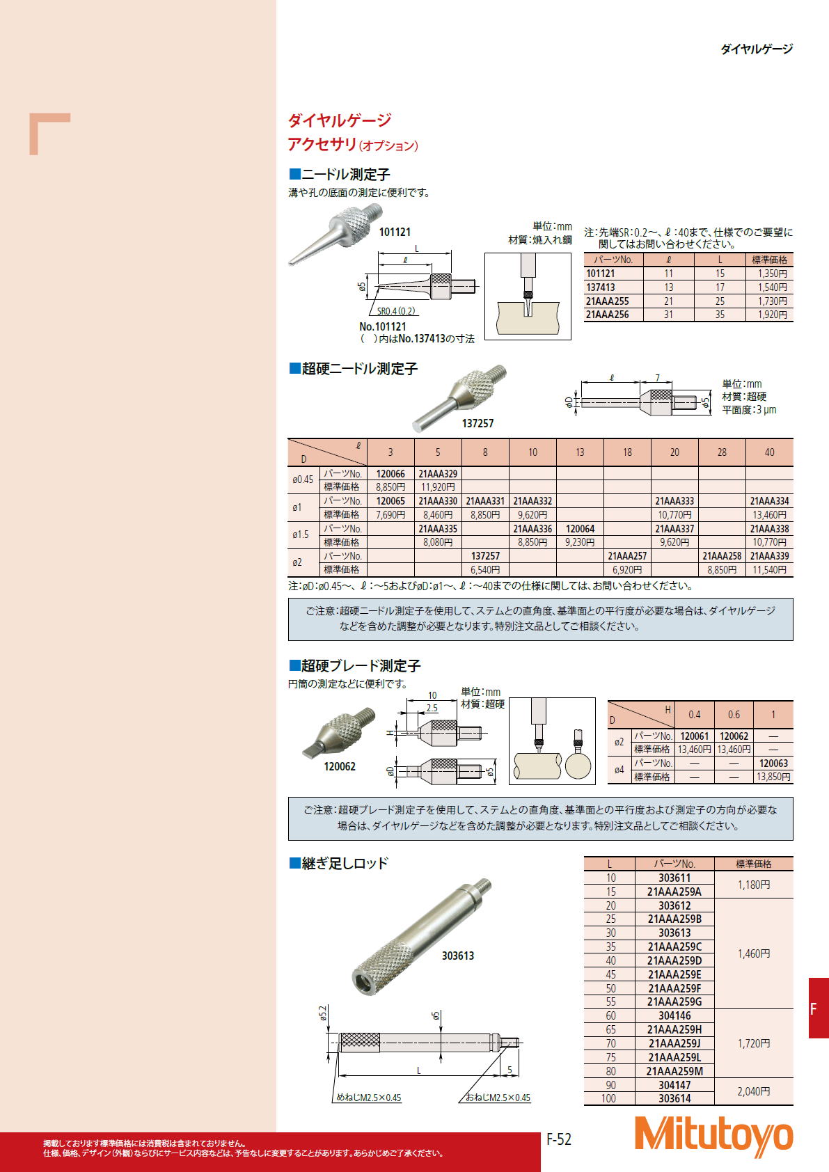 ミツトヨ　Mitutoyo　ダイヤルゲージ　アクセサリ（オプション）