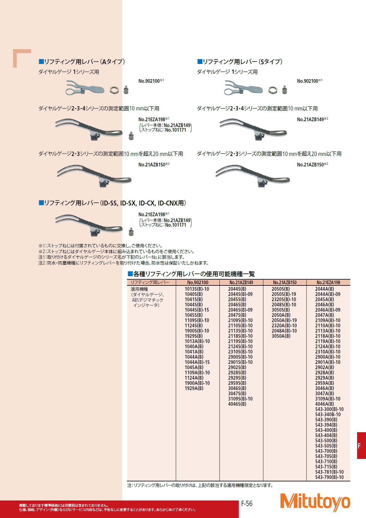 ミツトヨ　Mitutoyo　ダイヤルゲージ　アクセサリ（オプション）スピンドルリフティング