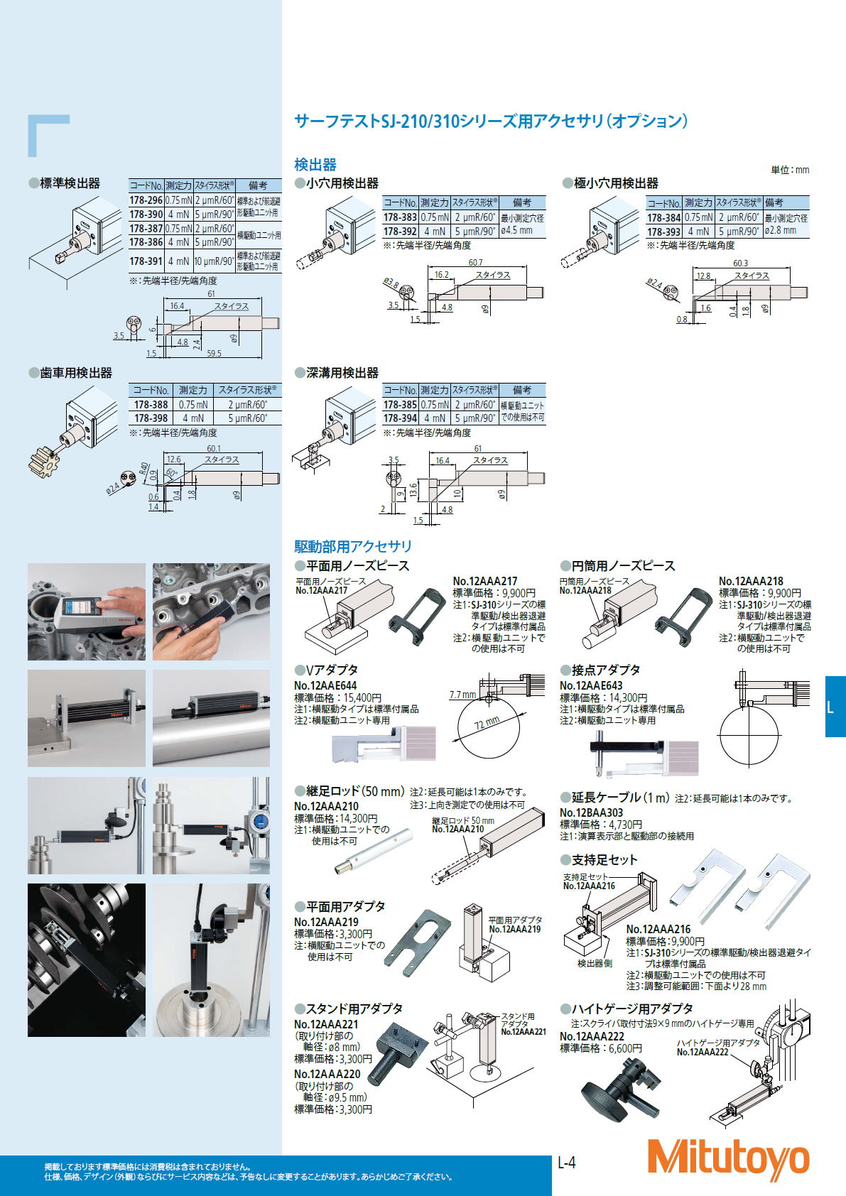 ミツトヨ　Mitutoyo　178シリーズ サーフテスト（ 現場形表面粗さ測定機）SJ-210シリーズ オプション