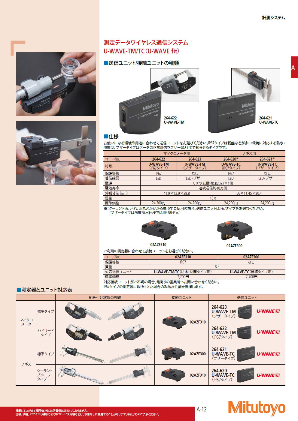 ミツトヨ　測定データワイヤレス通信システム　U-WAVE-TM/TC（U-WAVE fit）