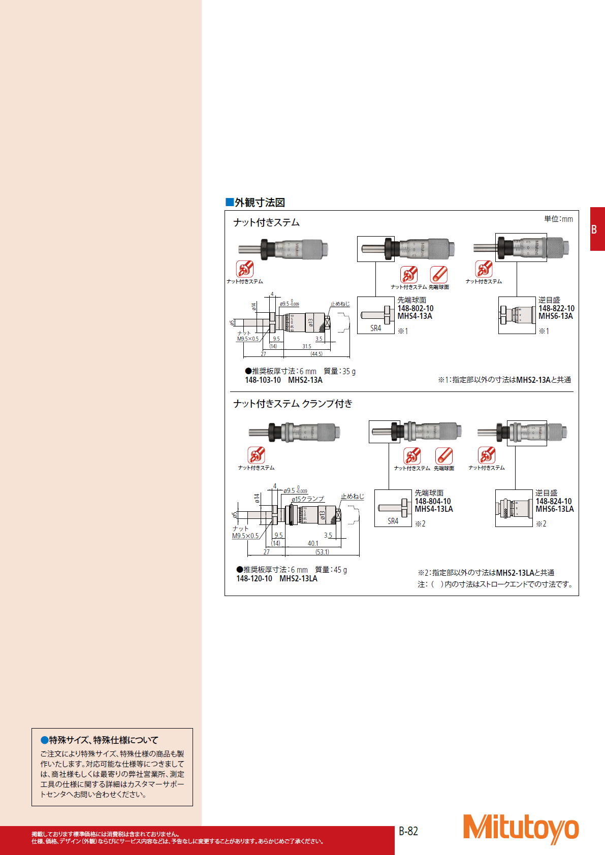 ミツトヨ Mitutoyo　148シリーズ マイクロメータヘッド（標準形） MHS-A