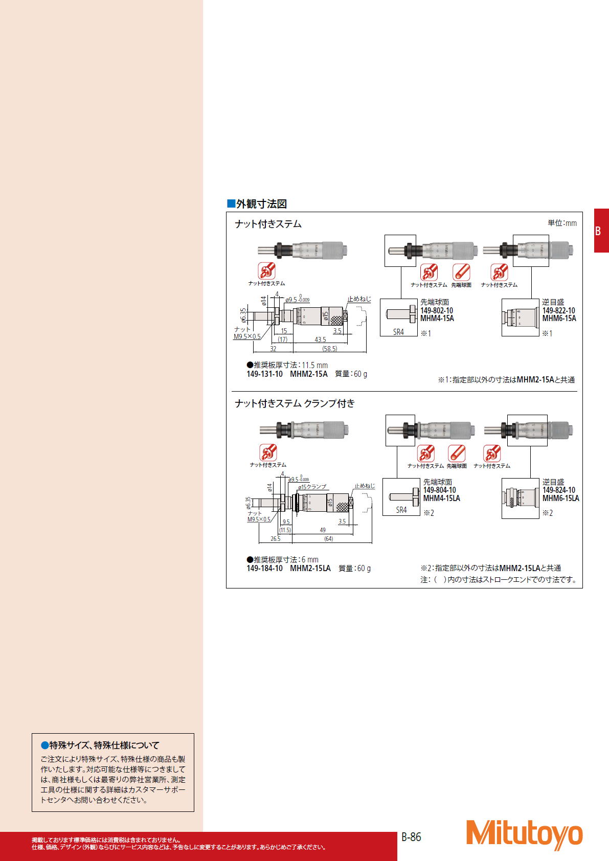 ミツトヨ Mitutoyo　149シリーズ マイクロメータヘッド（標準形） MHM-A