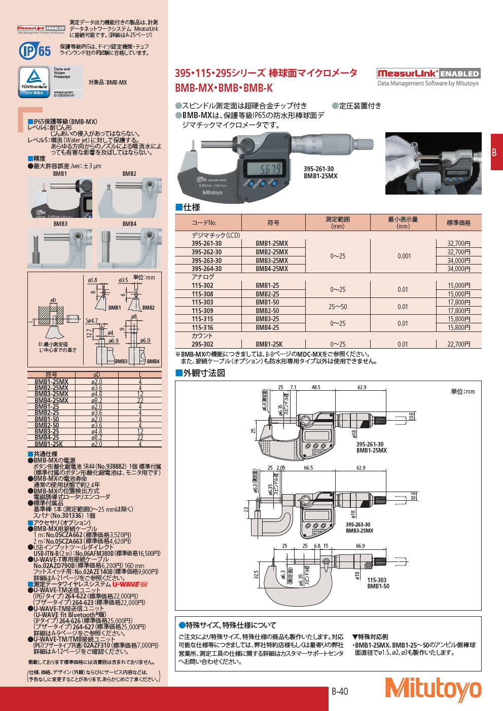 ミツトヨ BMB1-50 115-303 棒球面マイクロメーター アナログ - 測定工具